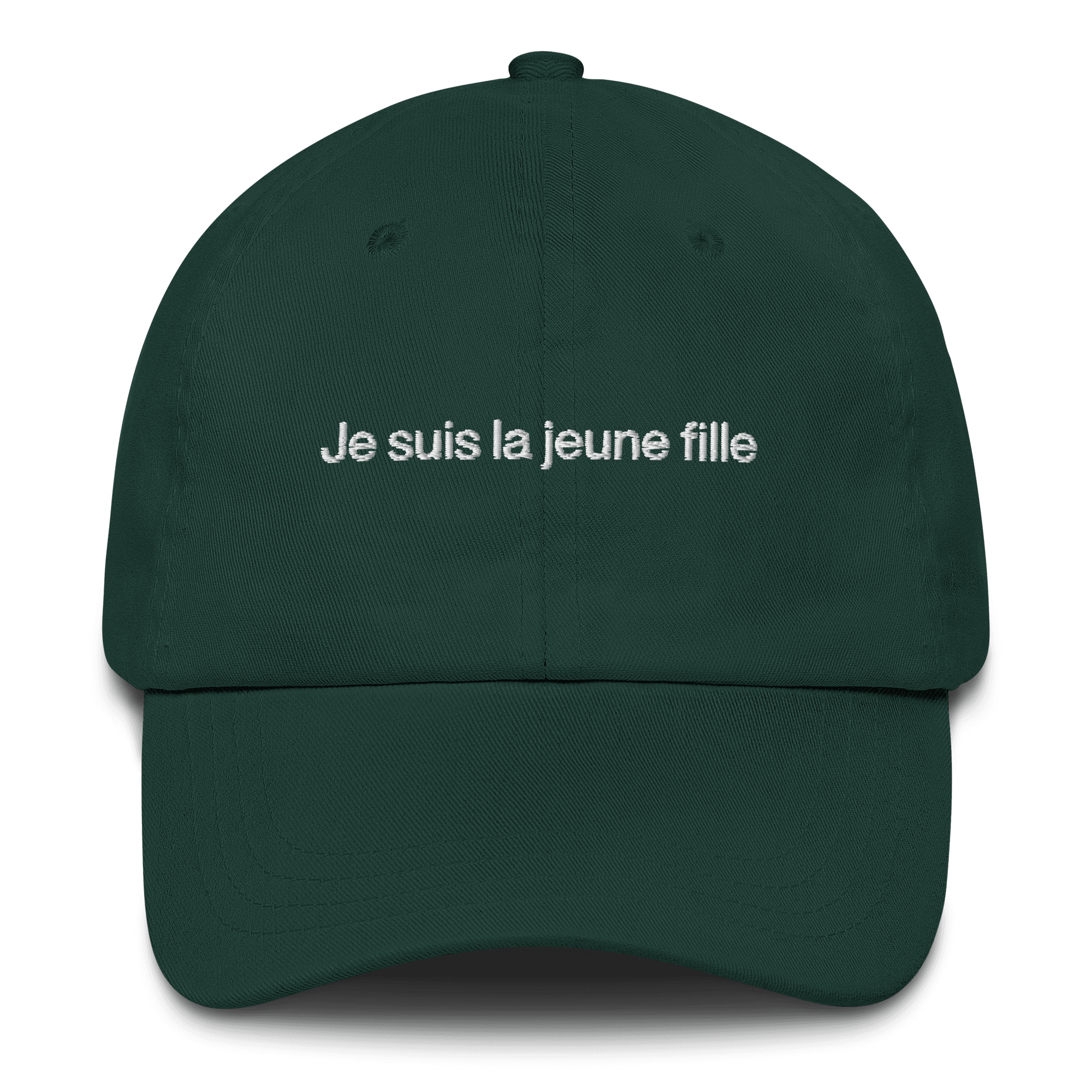 "Je suis la jeune fille" Embroidered Hat (from the Muzzy commercial) - Polychrome Goods 🍊