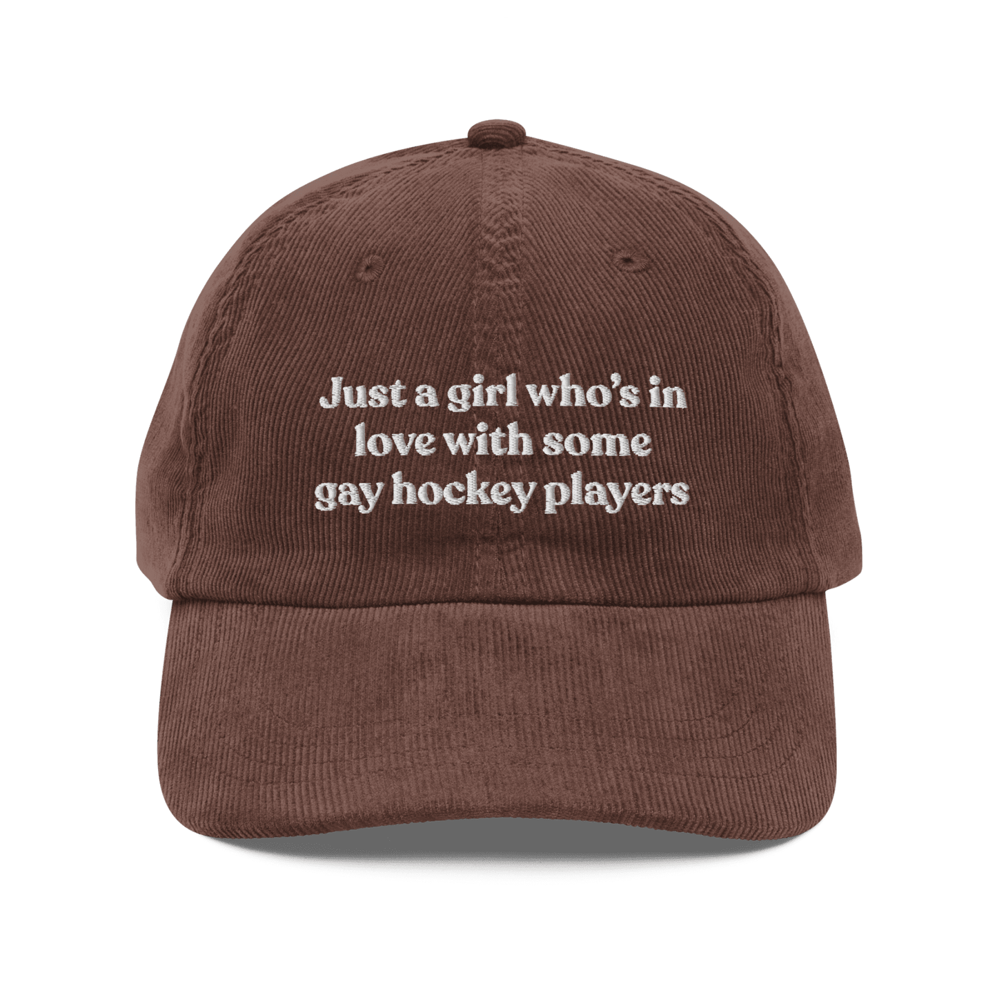 Just a girl who’s in love with some gay hockey players Embroidered Hat - Polychrome Goods