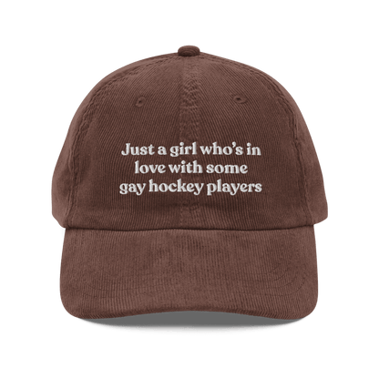 Just a girl who’s in love with some gay hockey players Embroidered Hat - Polychrome Goods