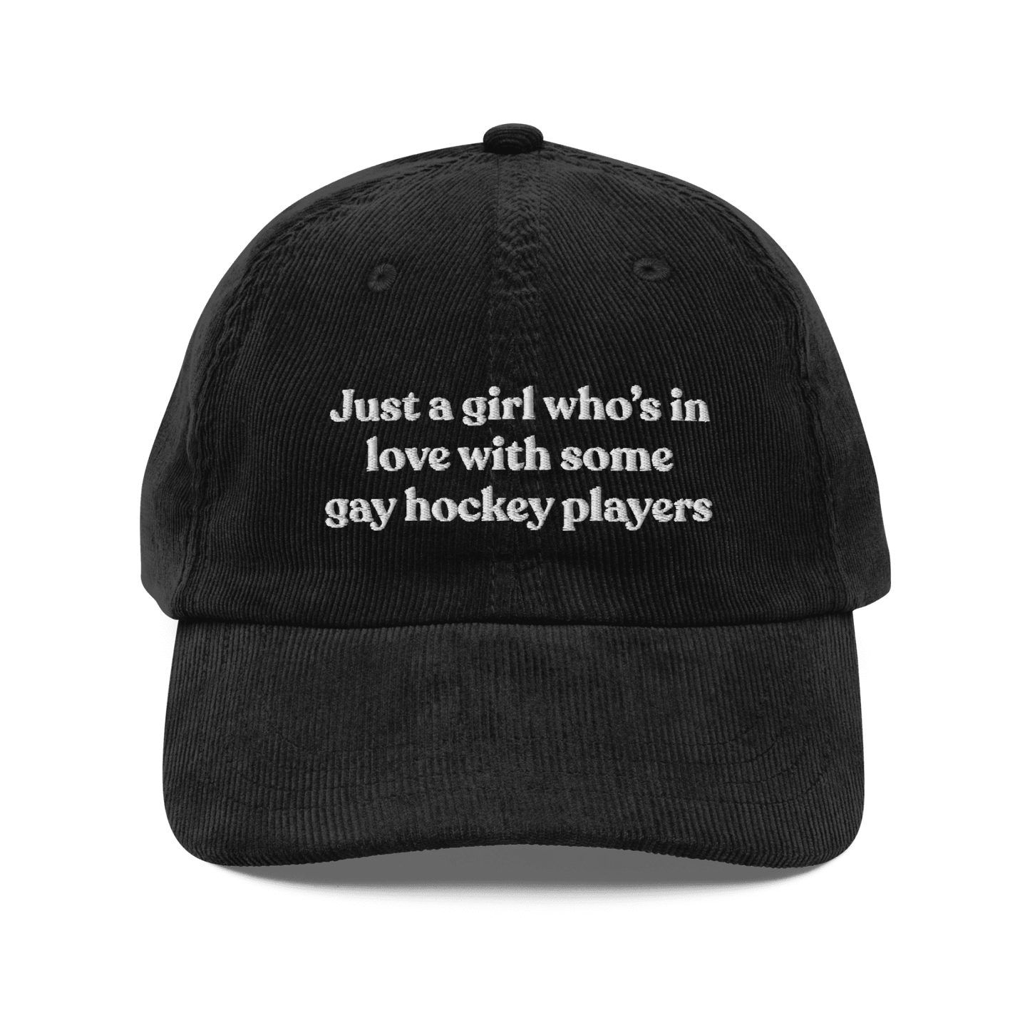 Just a girl who’s in love with some gay hockey players Embroidered Hat - Polychrome Goods
