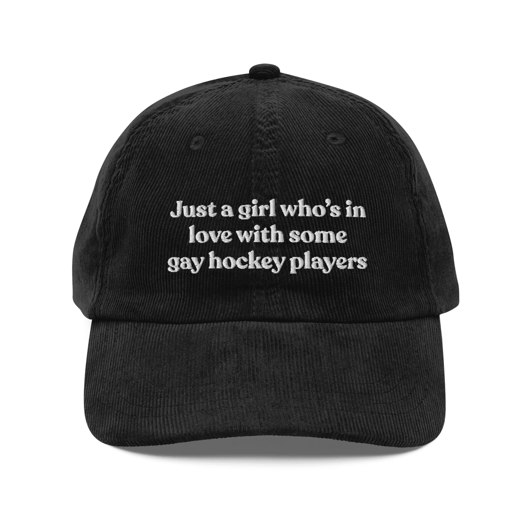 Just a girl who’s in love with some gay hockey players Embroidered Hat - Polychrome Goods