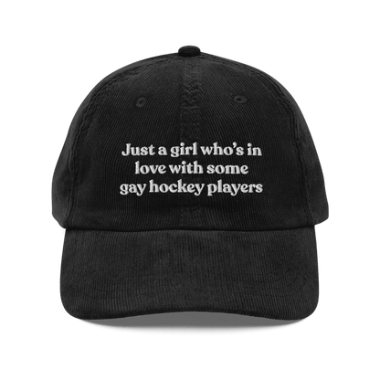 Just a girl who’s in love with some gay hockey players Embroidered Hat - Polychrome Goods