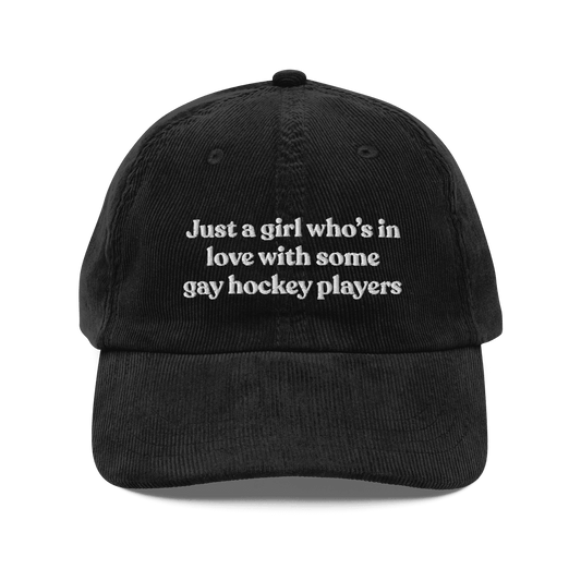 Just a girl who’s in love with some gay hockey players Embroidered Hat - Polychrome Goods