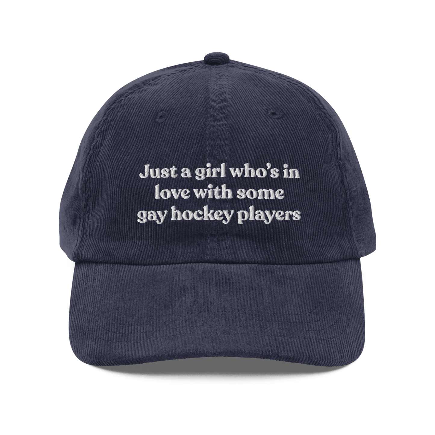 Just a girl who’s in love with some gay hockey players Embroidered Hat - Polychrome Goods