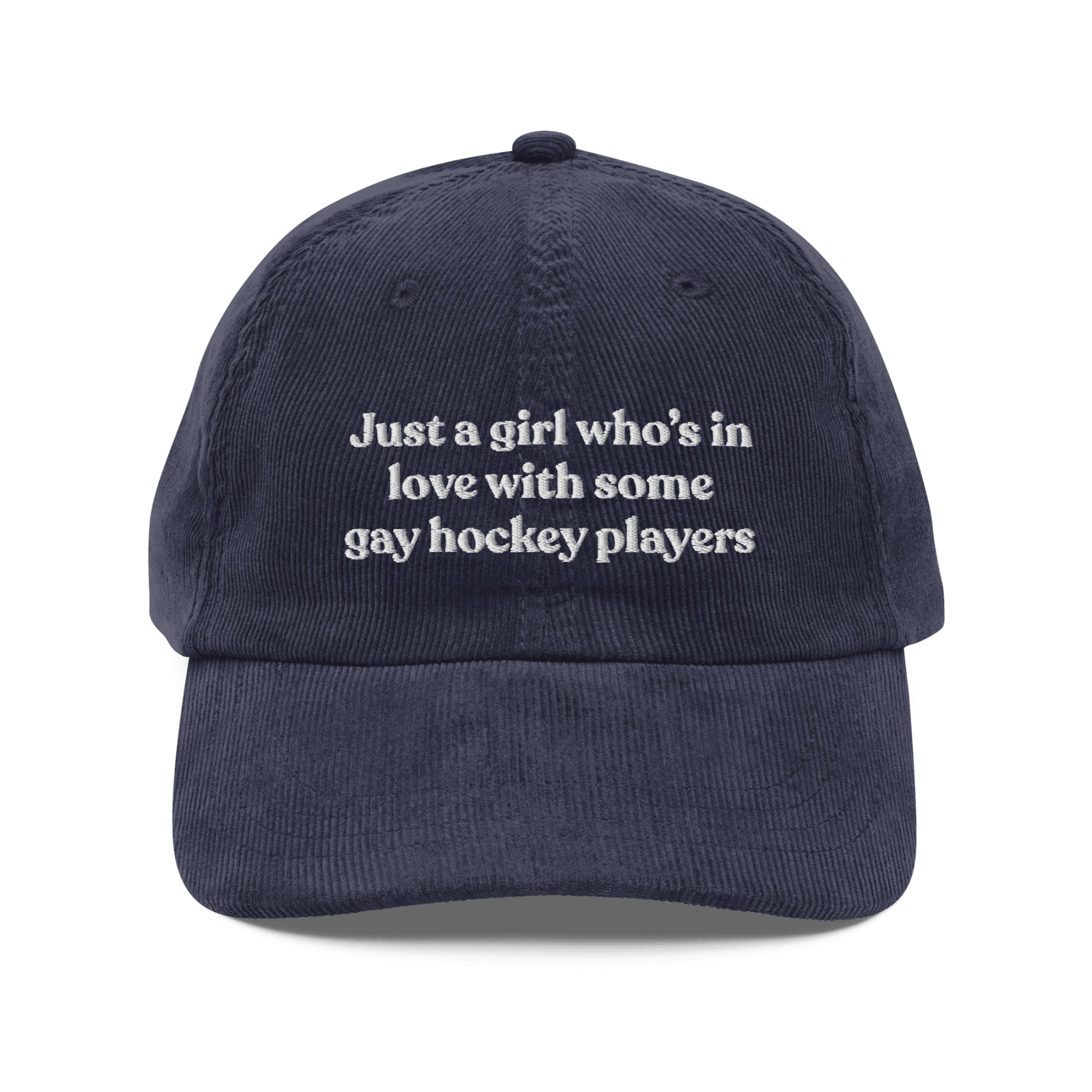 Just a girl who’s in love with some gay hockey players Embroidered Hat - Polychrome Goods