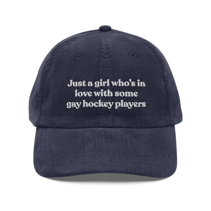 Just a girl who’s in love with some gay hockey players Embroidered Hat - Polychrome Goods
