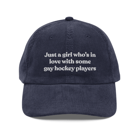 Just a girl who’s in love with some gay hockey players Embroidered Hat - Polychrome Goods