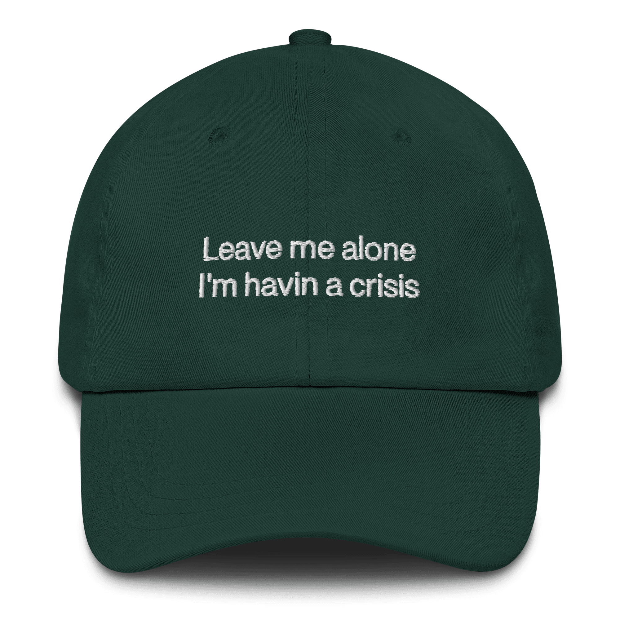 "Leave me alone, I'm havin a crisis" Embroidered Dad Hat - Polychrome Goods 🍊