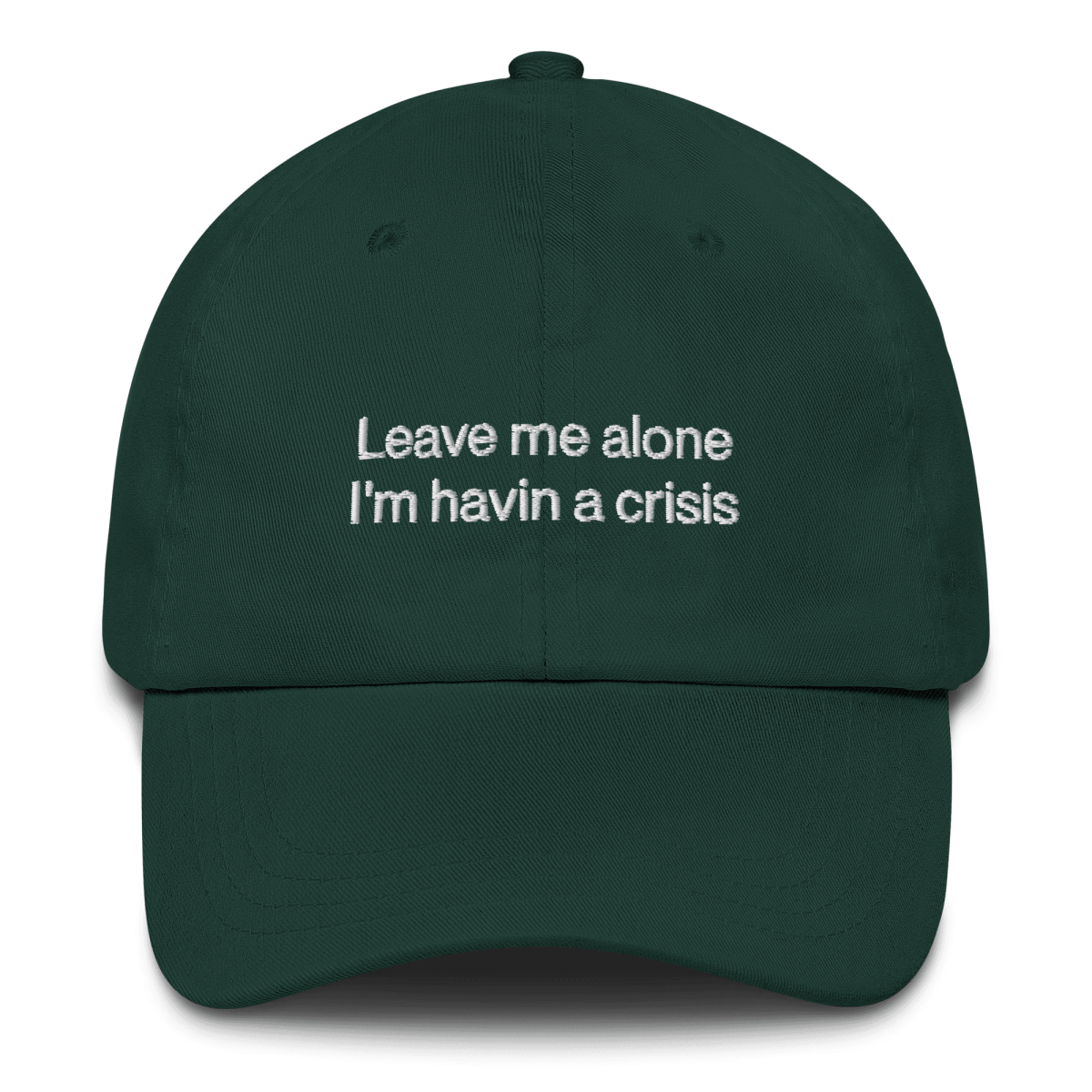 "Leave me alone, I'm havin a crisis" Embroidered Dad Hat - Polychrome Goods 🍊