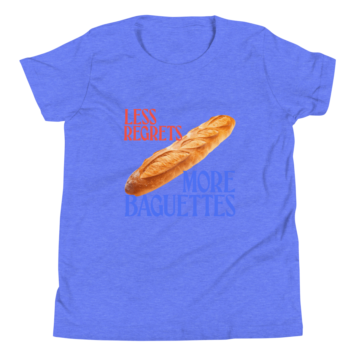 Less Regrets, More Baguettes Youth/Kids T-Shirt - Polychrome Goods 🍊