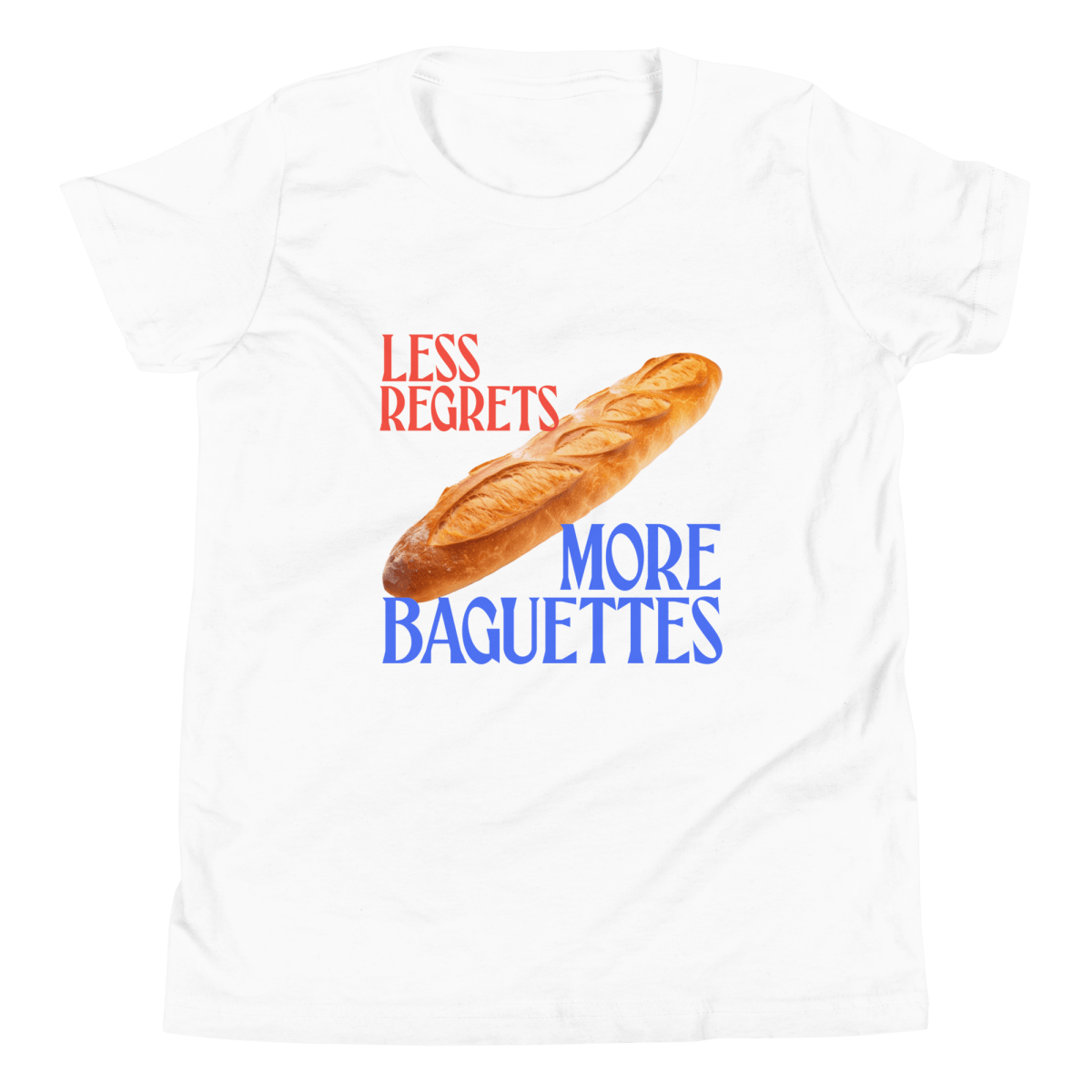 Less Regrets, More Baguettes Youth/Kids T-Shirt - Polychrome Goods 🍊