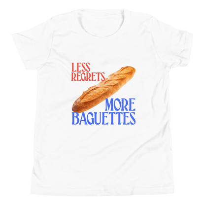 Less Regrets, More Baguettes Youth/Kids T-Shirt - Polychrome Goods 🍊