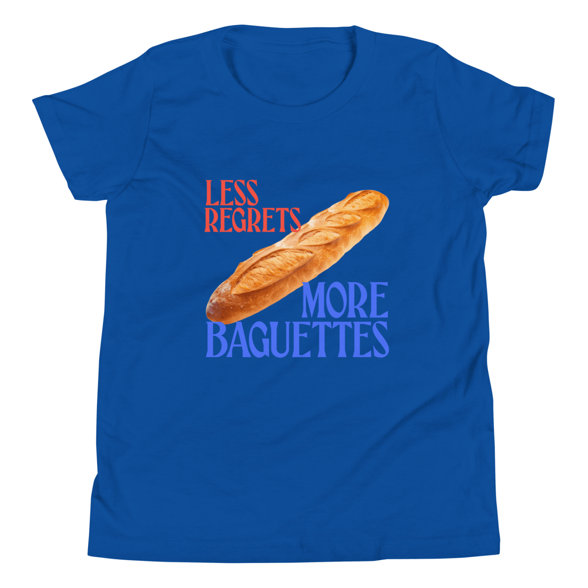 Less Regrets, More Baguettes Youth/Kids T-Shirt - Polychrome Goods 🍊