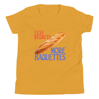 Less Regrets, More Baguettes Youth/Kids T-Shirt - Polychrome Goods 🍊