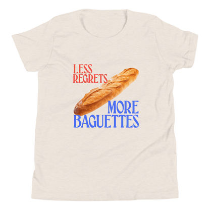 Less Regrets, More Baguettes Youth/Kids T-Shirt - Polychrome Goods 🍊