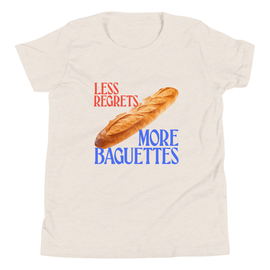 Less Regrets, More Baguettes Youth/Kids T-Shirt - Polychrome Goods 🍊