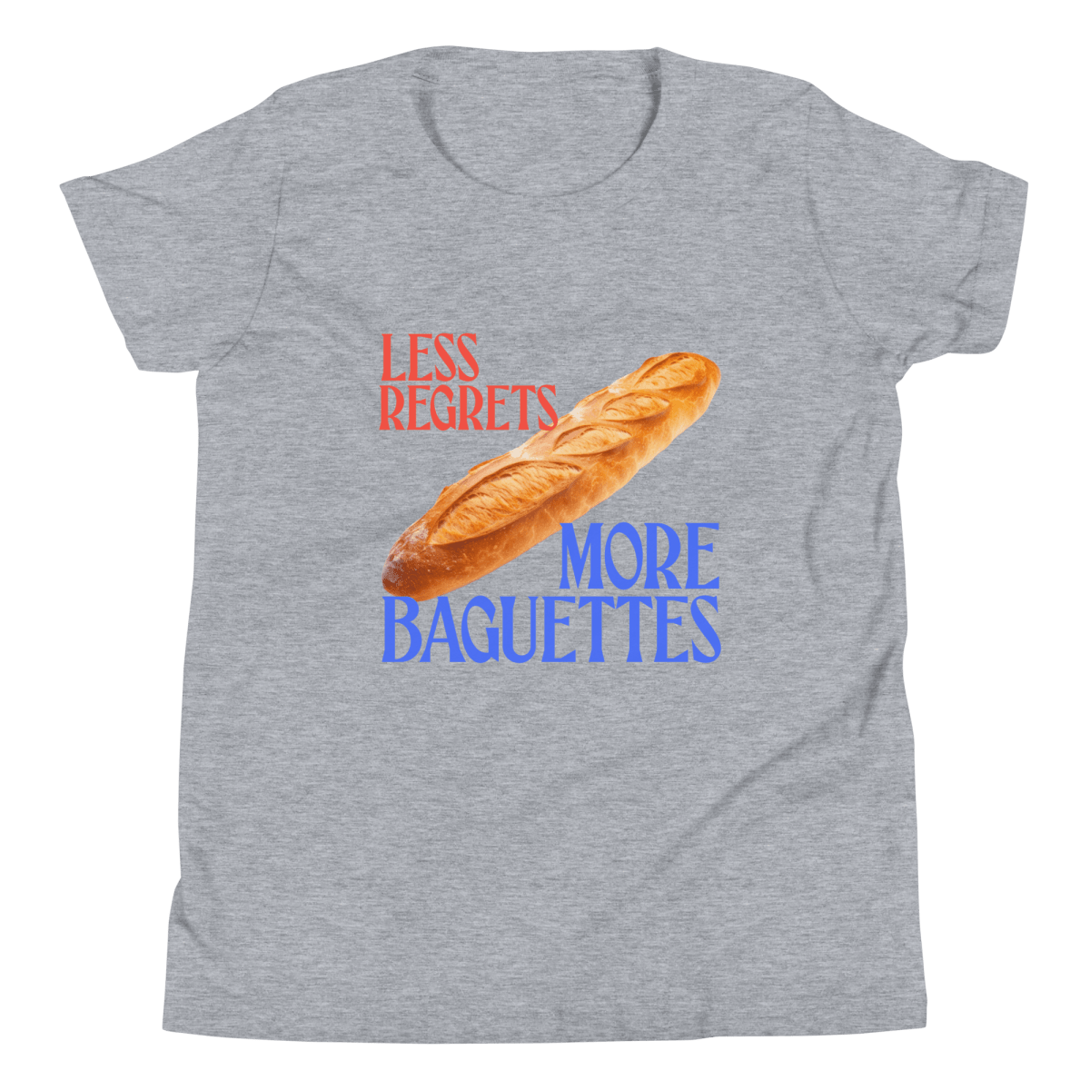 Less Regrets, More Baguettes Youth/Kids T-Shirt - Polychrome Goods 🍊