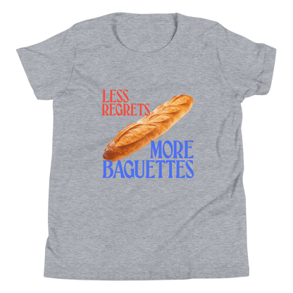 Less Regrets, More Baguettes Youth/Kids T-Shirt - Polychrome Goods 🍊