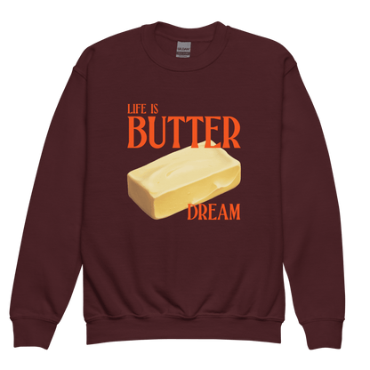 Life Is Butter Dream Youth Kids Sweatshirt - Polychrome Goods 🍊