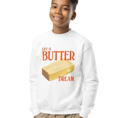 Life Is Butter Dream Youth Kids Sweatshirt - Polychrome Goods 🍊