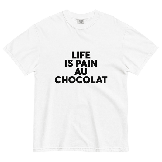 LIFE IS PAIN AU CHOCOLAT Printed Tee - Polychrome Goods 🍊