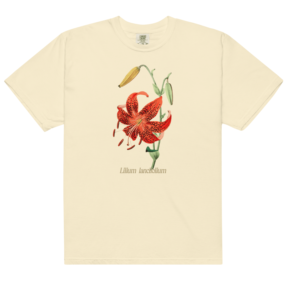 tiger lily tops Lilium Lancifolium Tiger Lily Flower Shirt Ivory / L