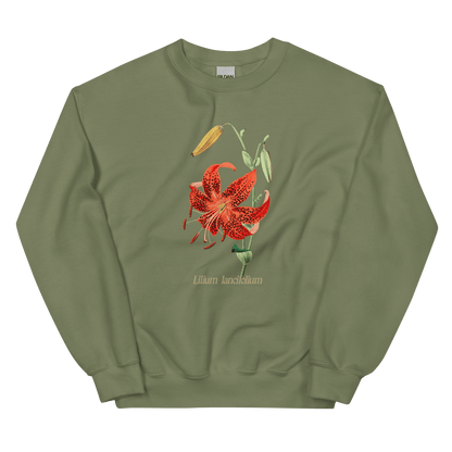 Lilium Lancifolium Tiger Lily Flower Sweatshirt - Polychrome Goods 🍊