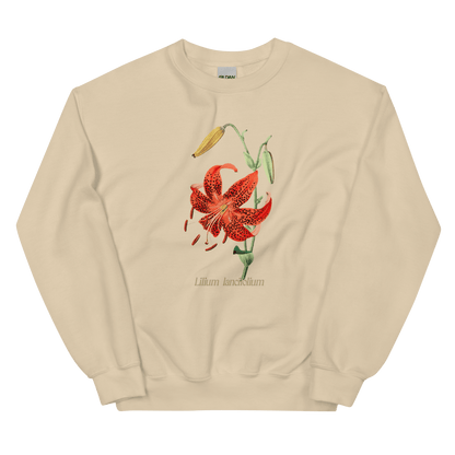 Lilium Lancifolium Tiger Lily Flower Sweatshirt - Polychrome Goods 🍊