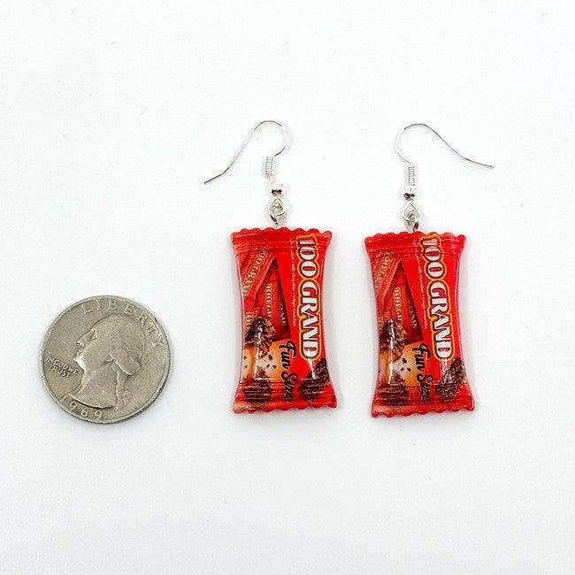 Mini 100 Grand Chocolate Candy Earrings - Polychrome Goods 🍊