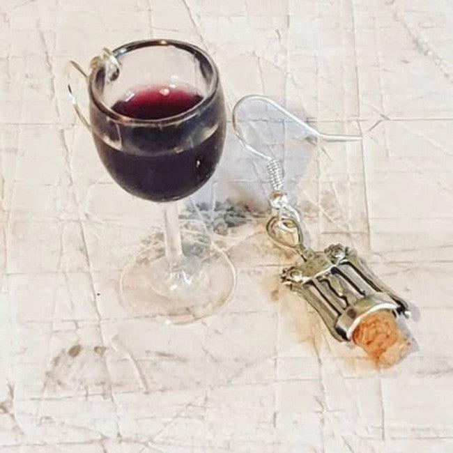Mini Wine Glass & Corkscrew Earrings Polychrome Goods