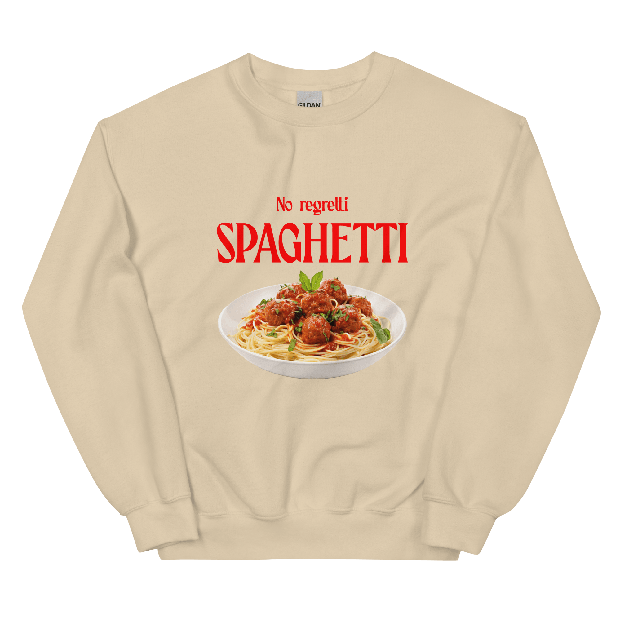 No Regretti Spaghetti Sweatshirt - Polychrome Goods 🍊