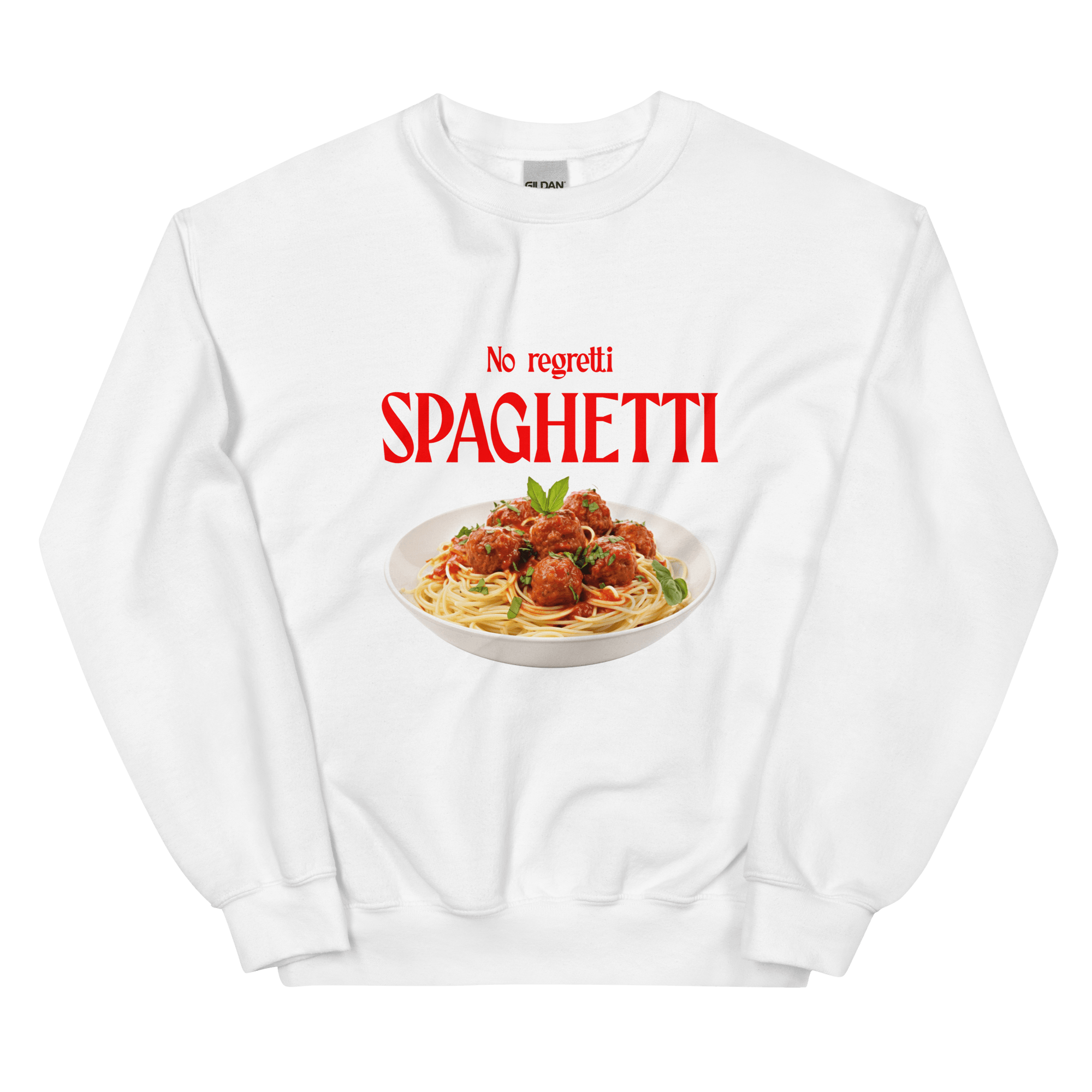 No Regretti Spaghetti Sweatshirt - Polychrome Goods 🍊