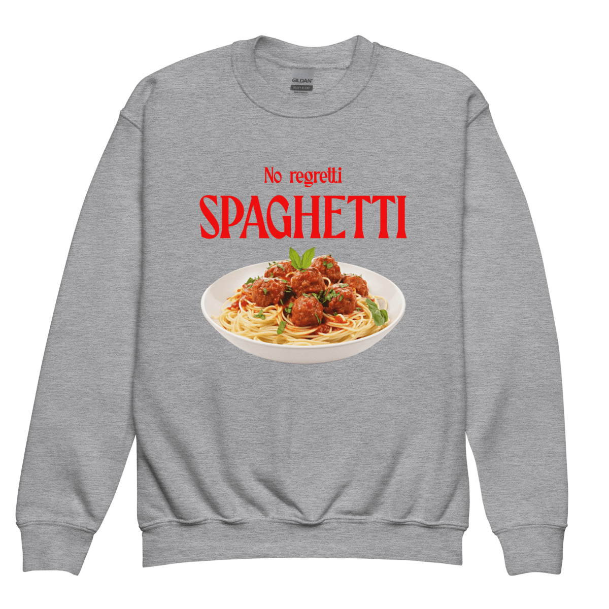 No Regretti Spaghetti Youth / Kids Sweatshirt - Polychrome Goods 🍊