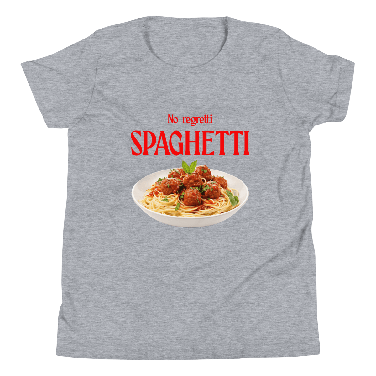 No Regretti Spaghetti Youth Kids T-Shirt - Polychrome Goods 🍊