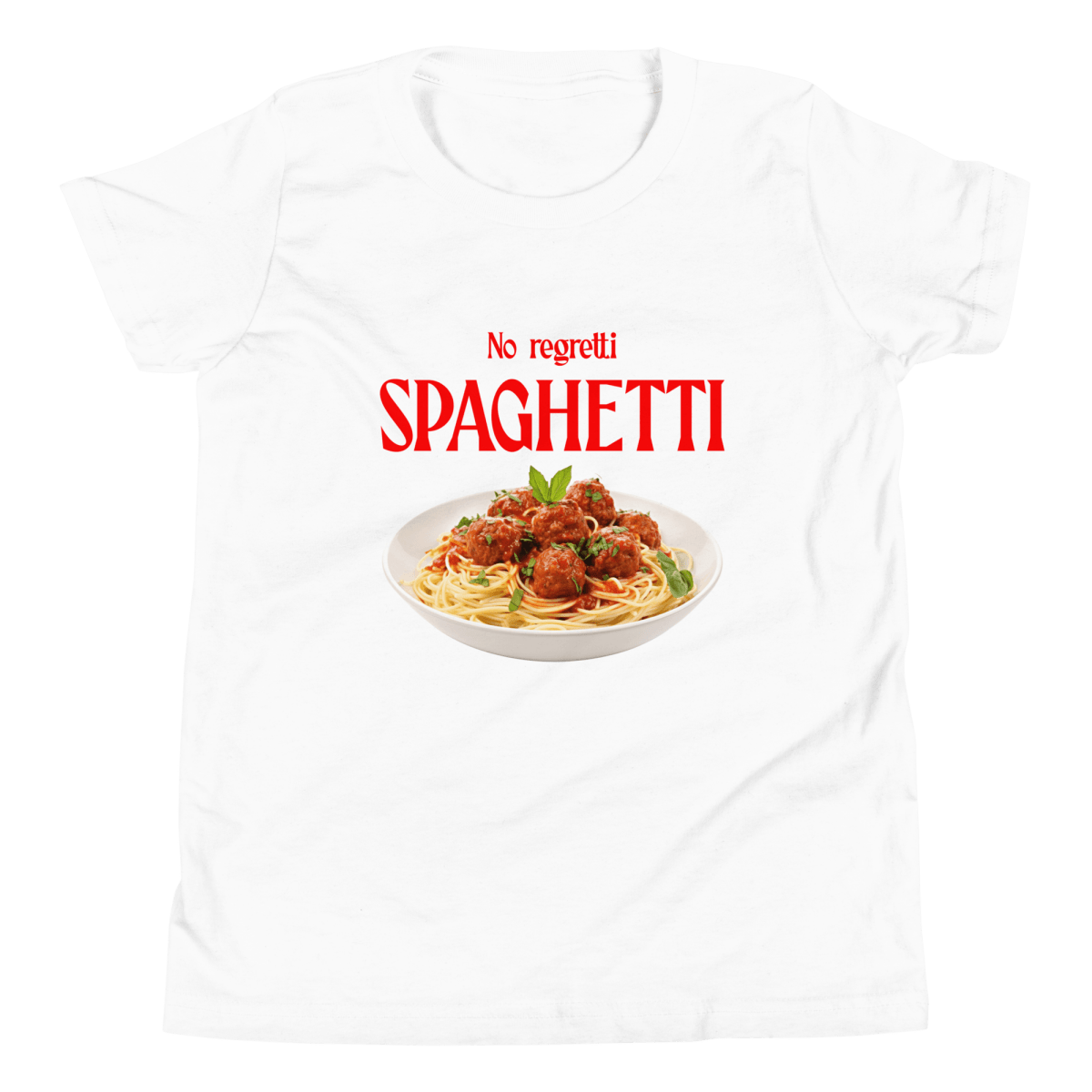 No Regretti Spaghetti Youth Kids T-Shirt - Polychrome Goods 🍊