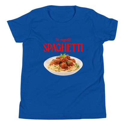 No Regretti Spaghetti Youth Kids T-Shirt - Polychrome Goods 🍊