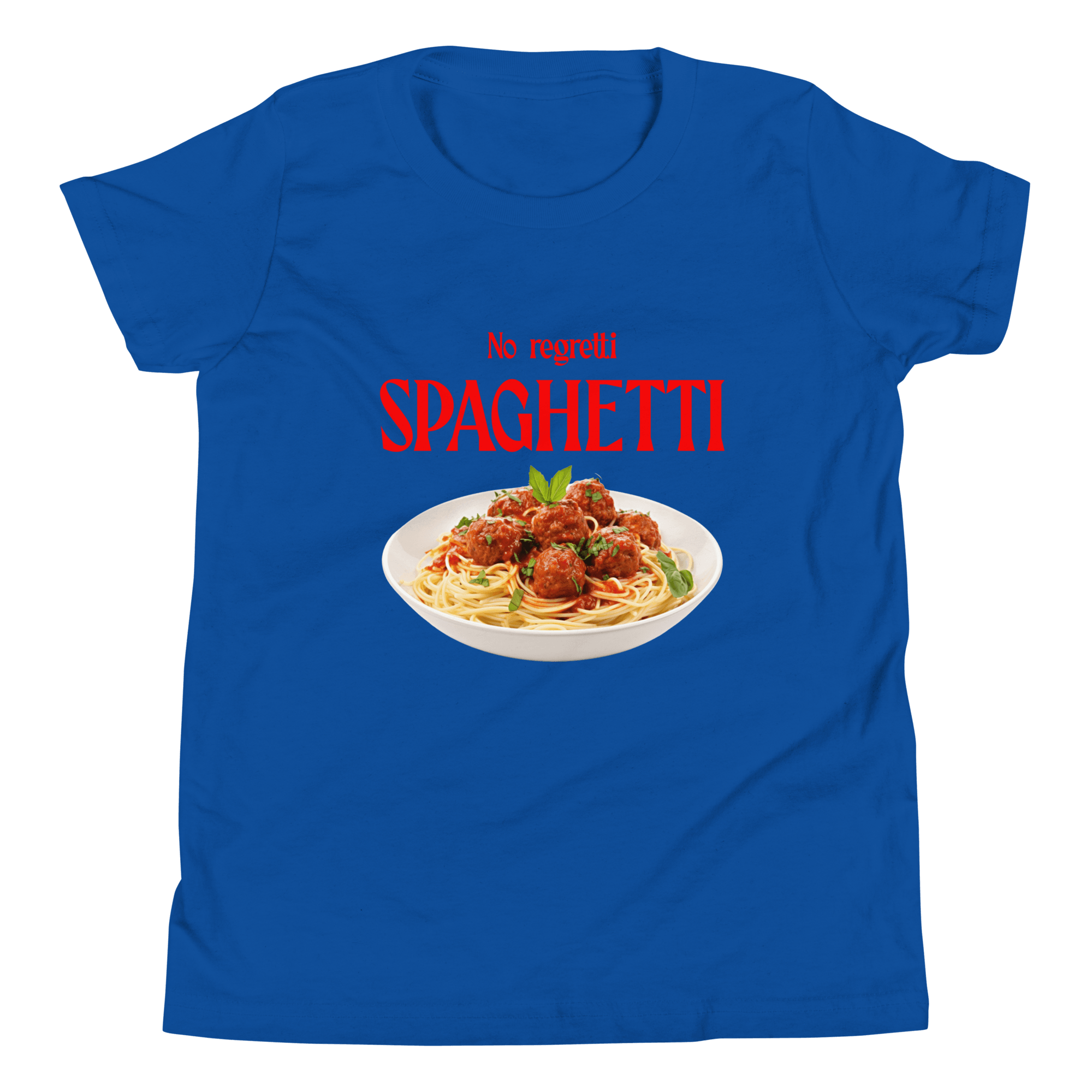 No Regretti Spaghetti Youth Kids T-Shirt - Polychrome Goods 🍊