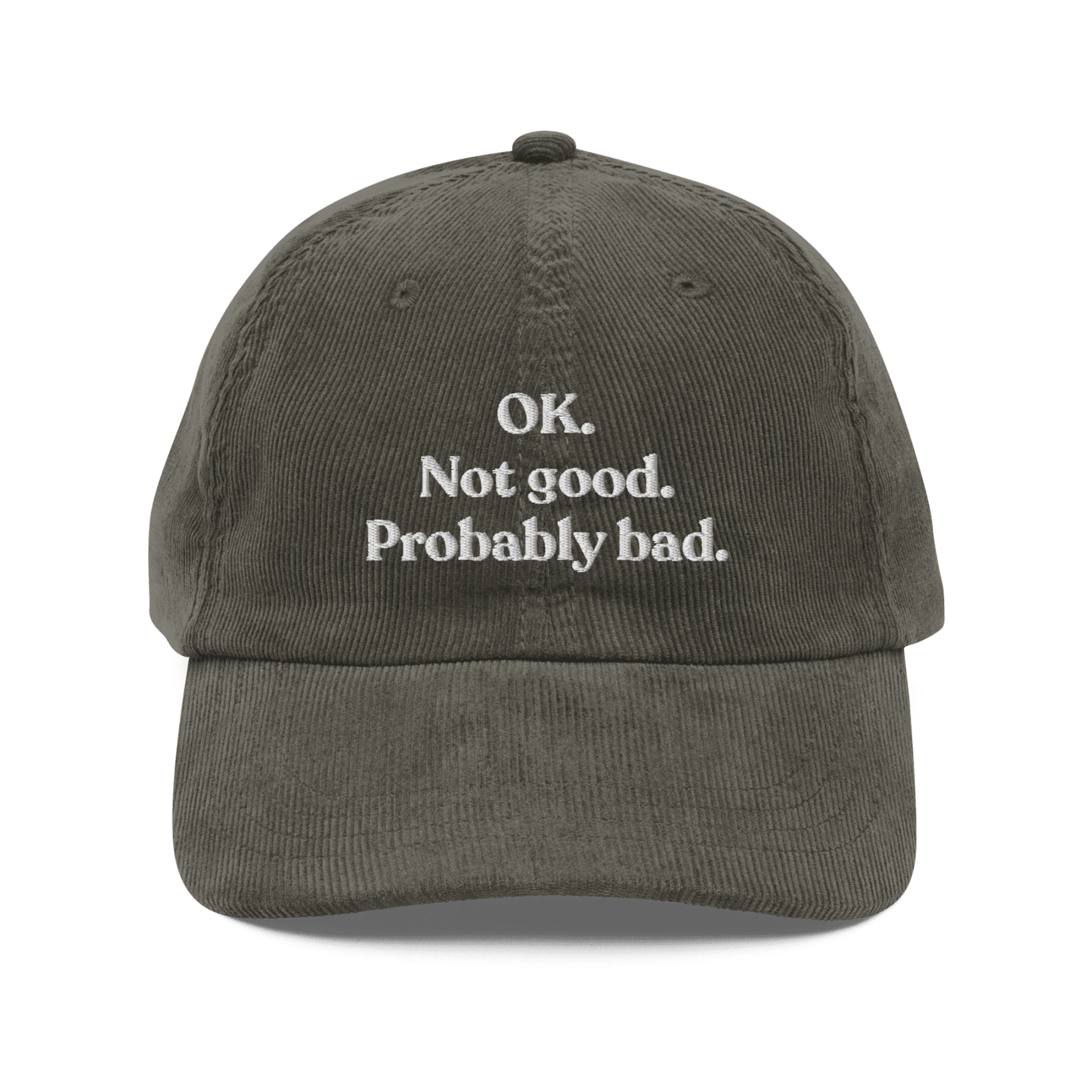 OK. Not Good. Probably Bad Embroidered Corduroy Hat - Polychrome Goods
