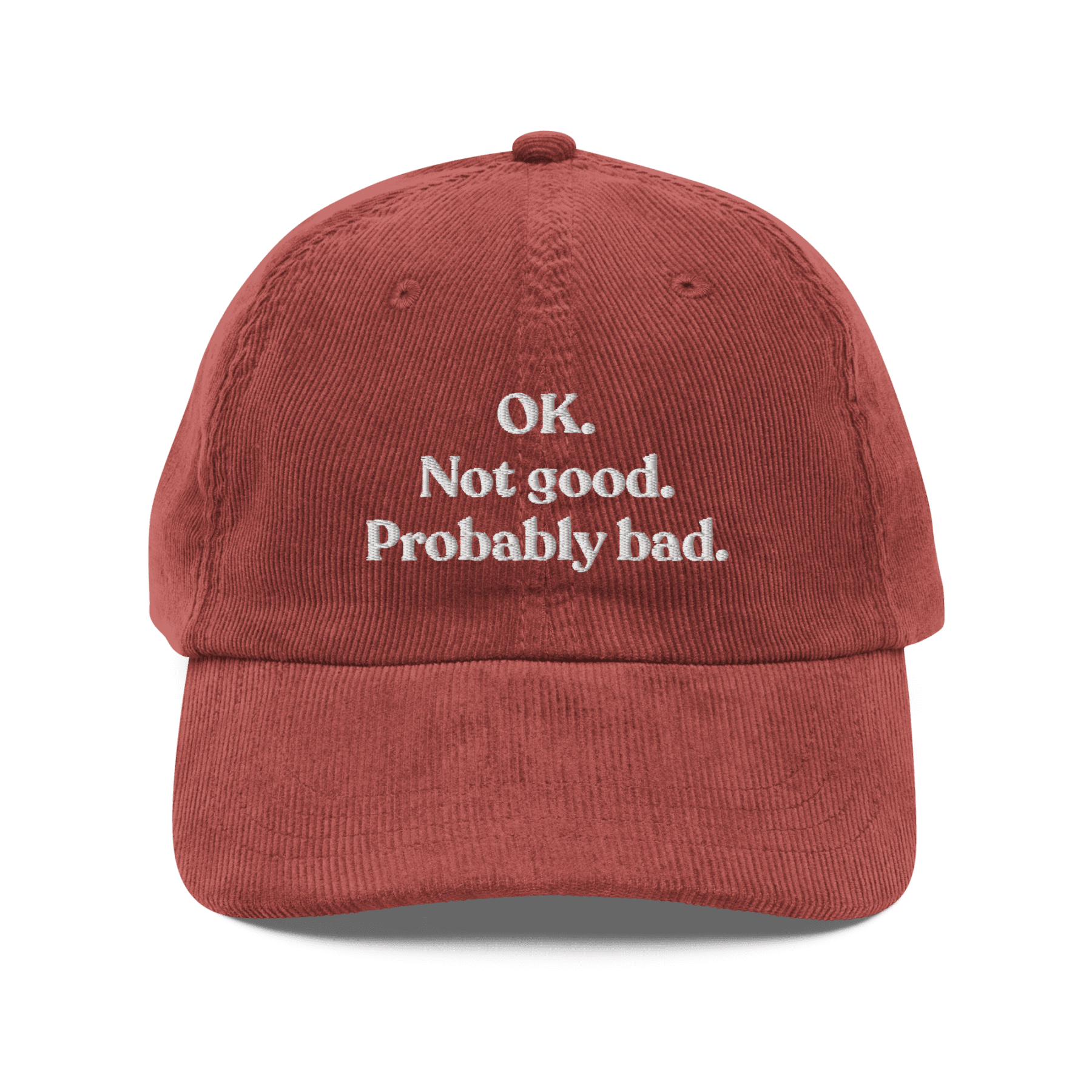 OK. Not Good. Probably Bad Embroidered Corduroy Hat - Polychrome Goods