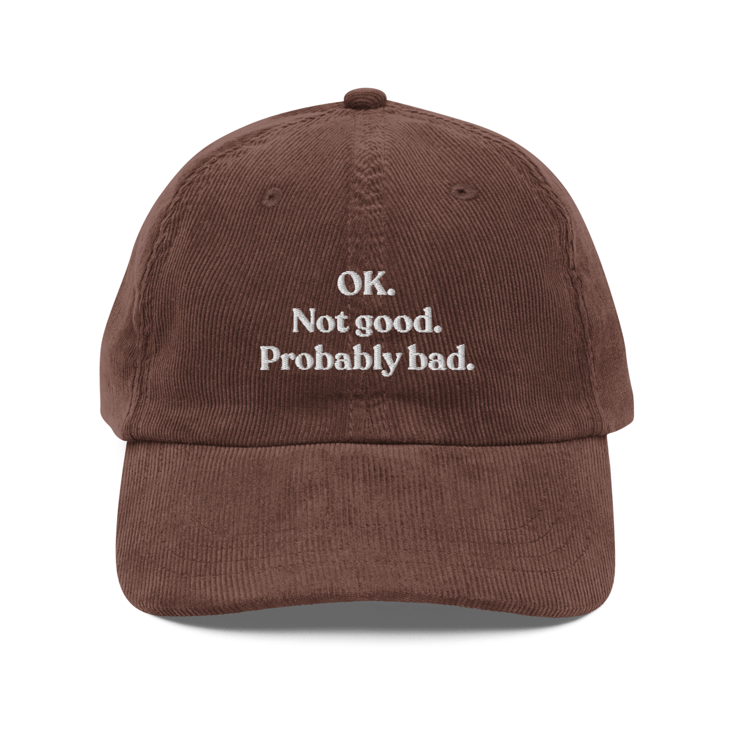 OK. Not Good. Probably Bad Embroidered Corduroy Hat - Polychrome Goods