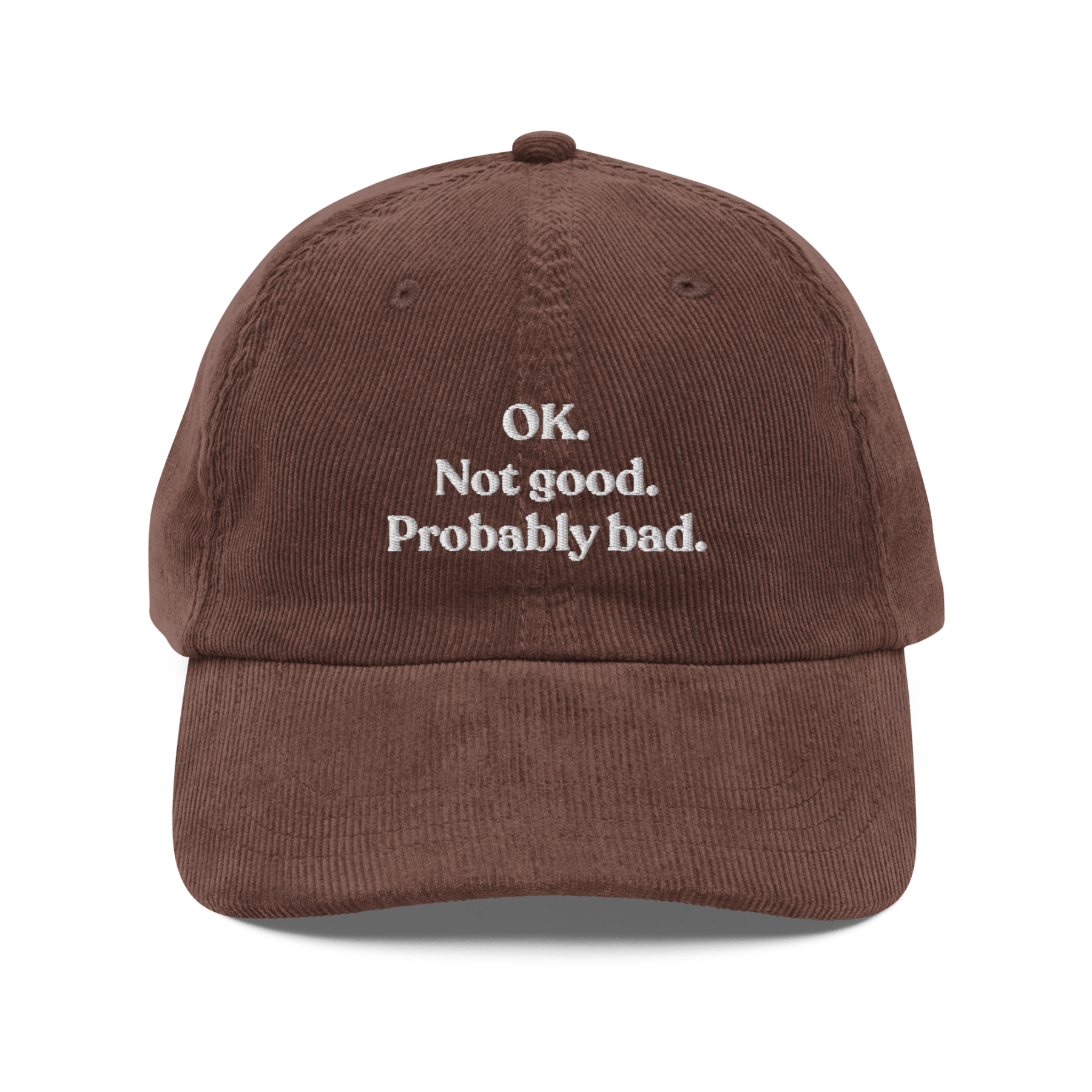 OK. Not Good. Probably Bad Embroidered Corduroy Hat - Polychrome Goods