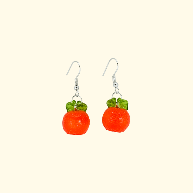 Orange Drop Earrings with Leaves - Polychrome Goods 🍊
