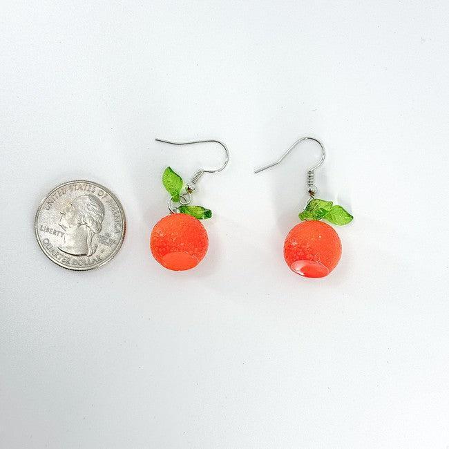 Orange Drop Earrings with Leaves - Polychrome Goods 🍊