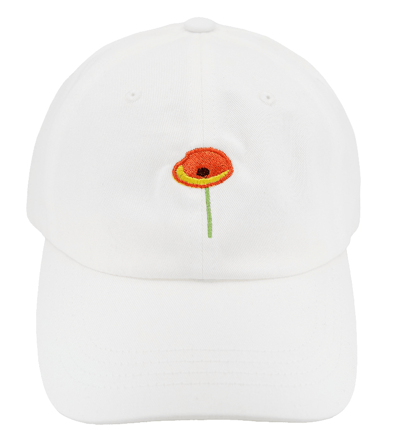 Orange Poppy Flower Embroidered Dad Hat - Polychrome Goods 🍊