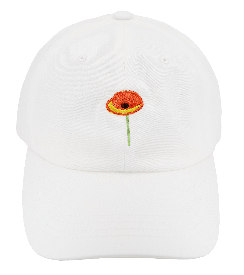 Orange Poppy Flower Embroidered Dad Hat - Polychrome Goods 🍊