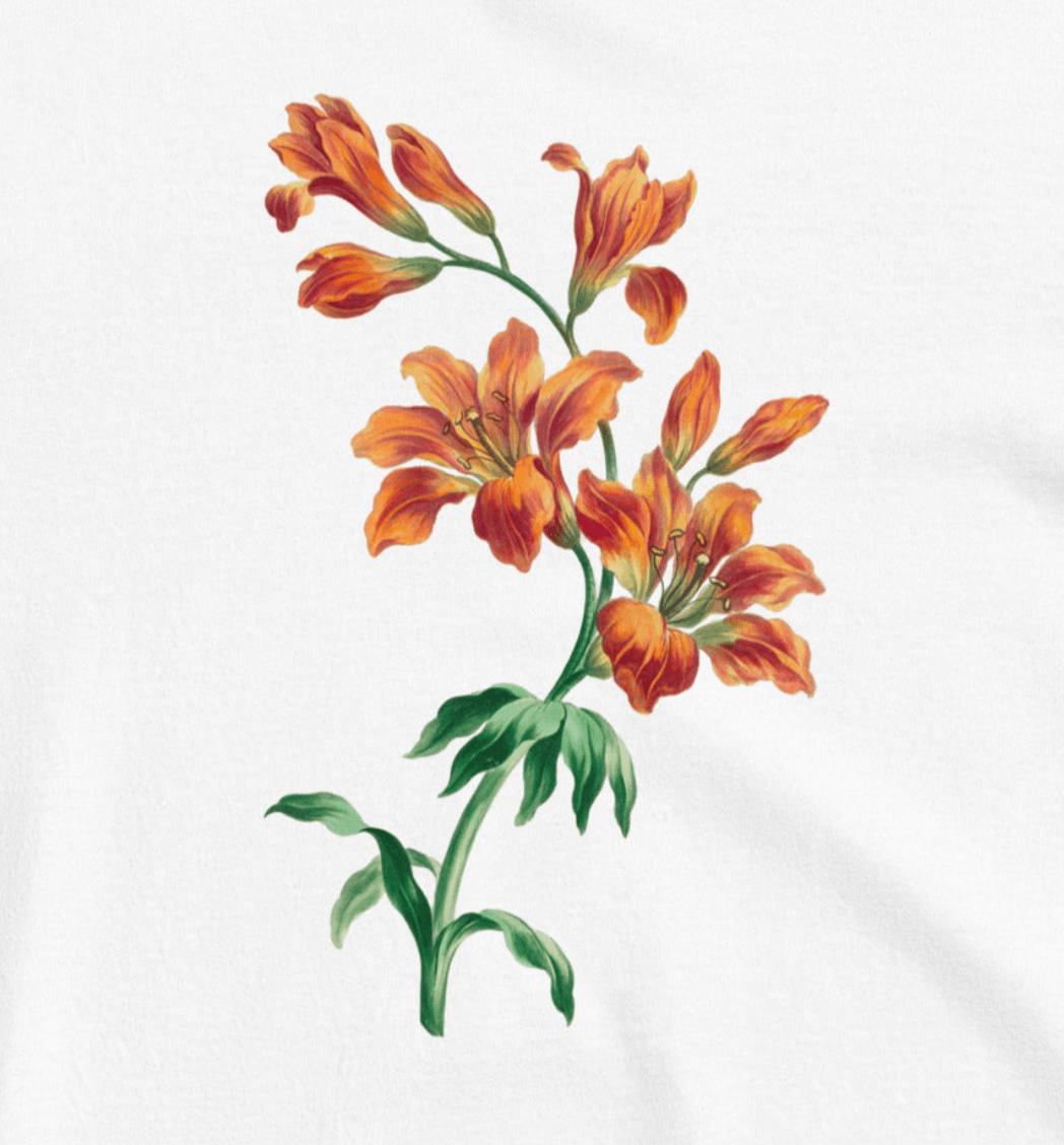 blue tiger lily shirt Orange Tiger Lily Flower Shirt White / L