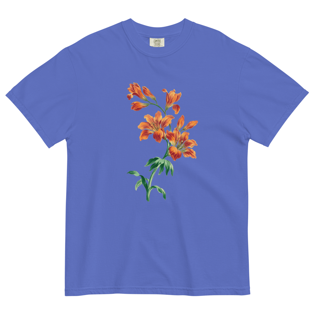 blue tiger lily shirt Orange Tiger Lily Flower Shirt Flo Blue / XL