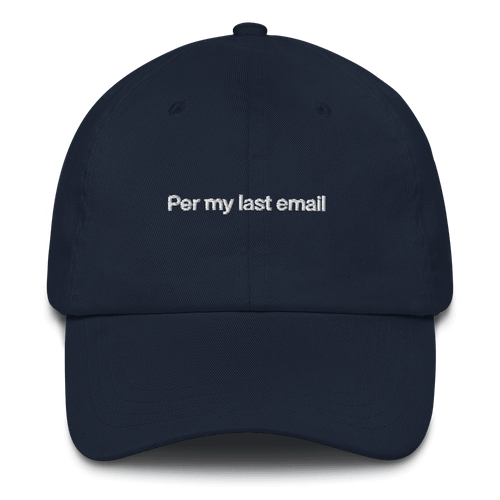 Per my last email Embroidered Hat