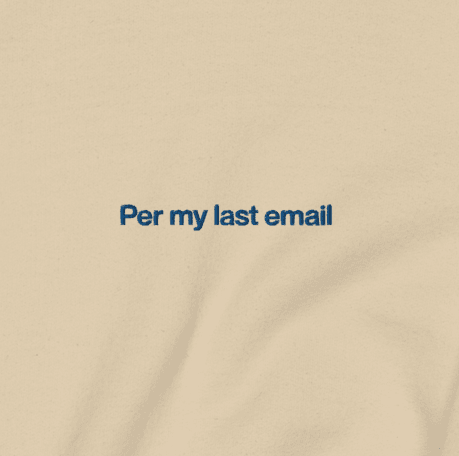 Per my last email Embroidered Sweatshirt - Polychrome Goods 🍊