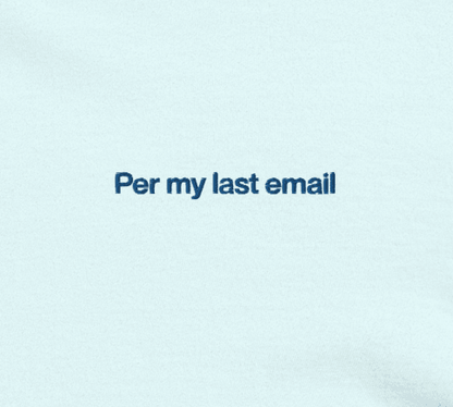 Per my last email Embroidered T-shirt - Polychrome Goods 🍊